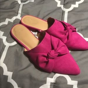 Hot pink bow backless mules; target